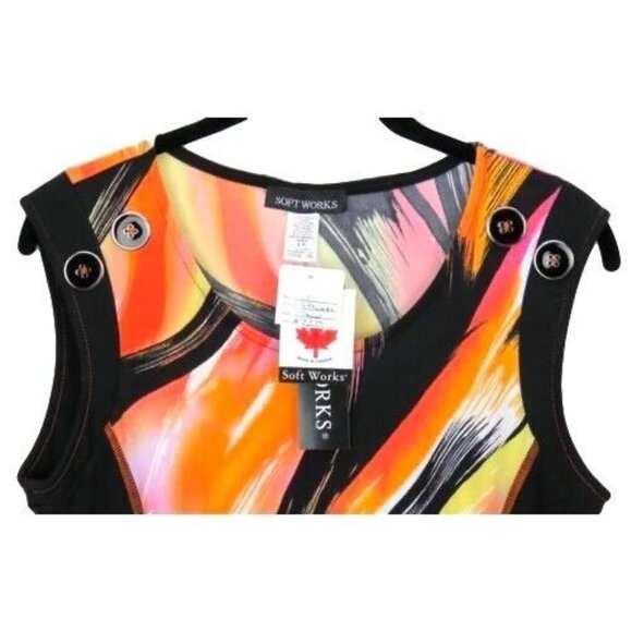 Soft Works Dress Women Small Sleeveless Stretch Multi Pink Black Orange Sheath - Picture 9 of 9